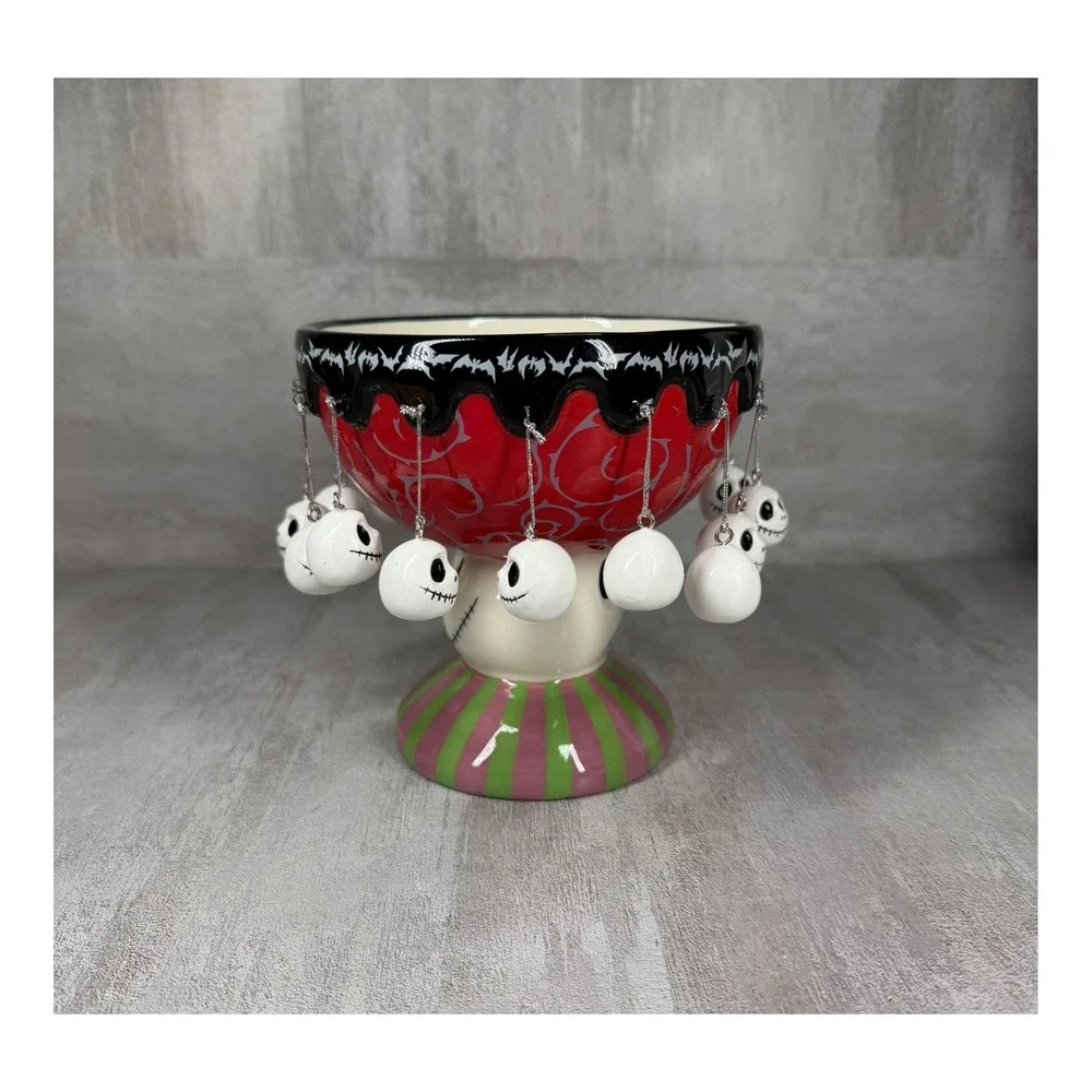 Disney Nightmare Before Christmas Jack Skellington Dangle Charm Pedestal Bowl